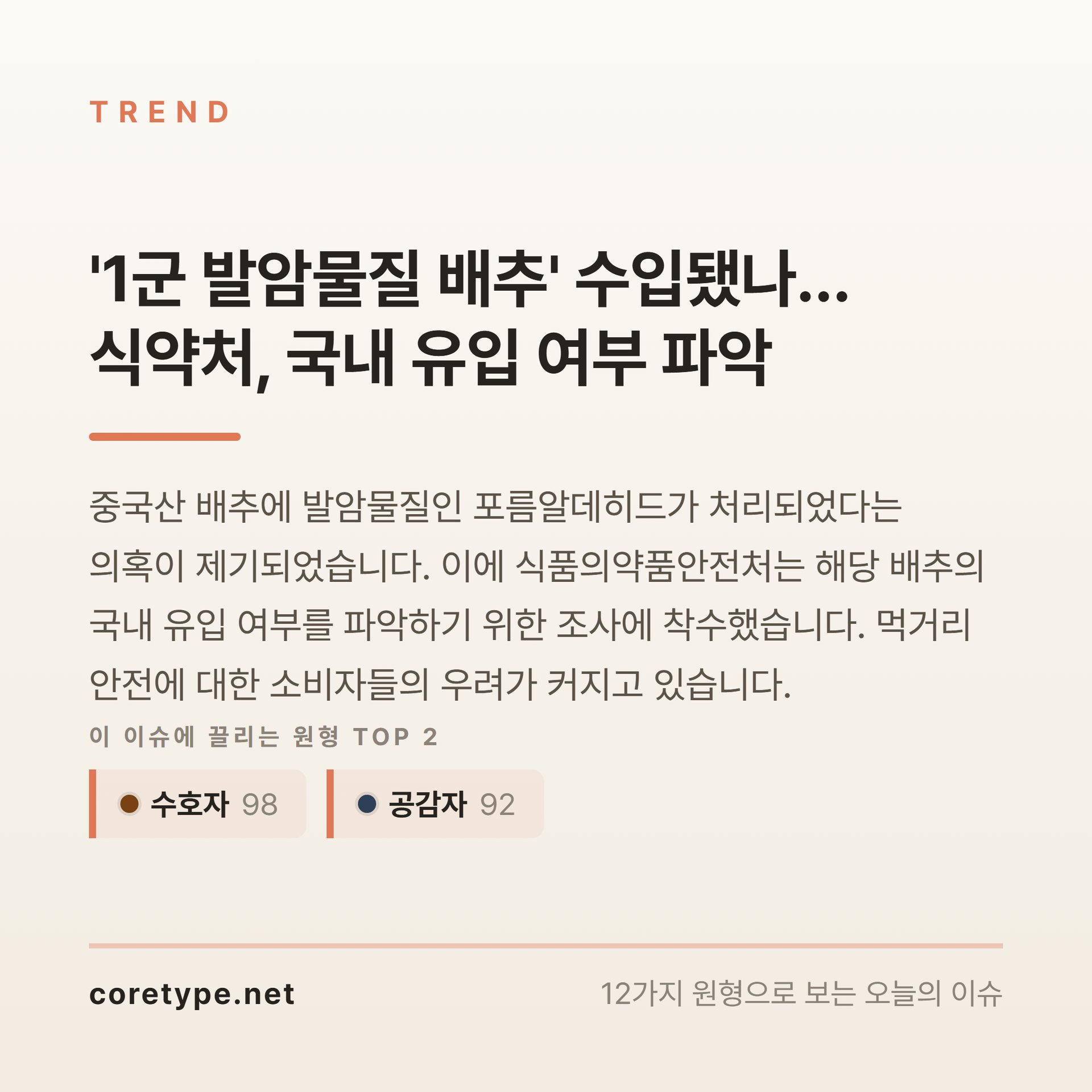 '1군 발암물질 배추' 수입됐나…식약처, 국내 유입 여부 파악