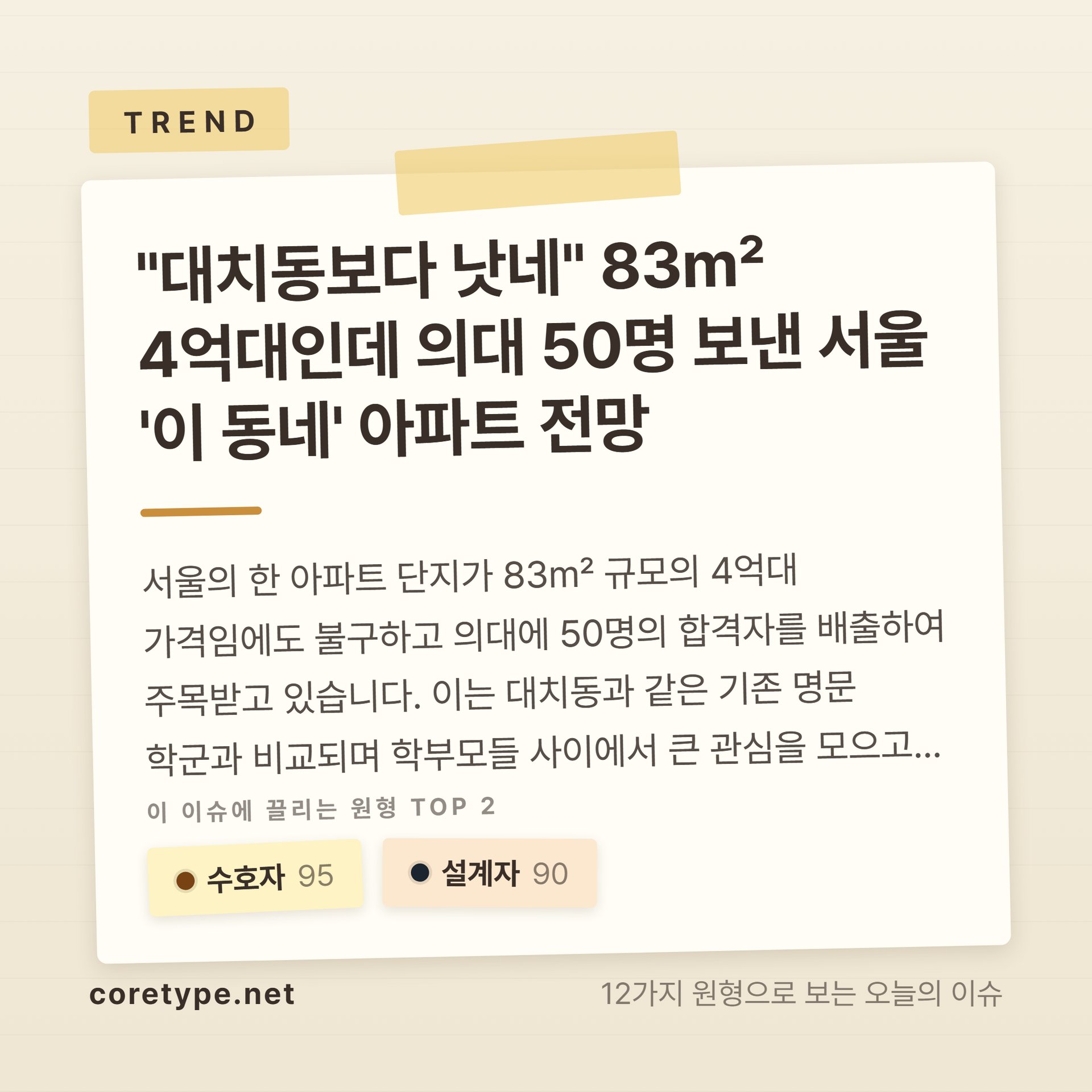 "대치동보다 낫네" 83㎡ 4억대인데 의대 50명 보낸 서울 '이 동네' 아파트 전망